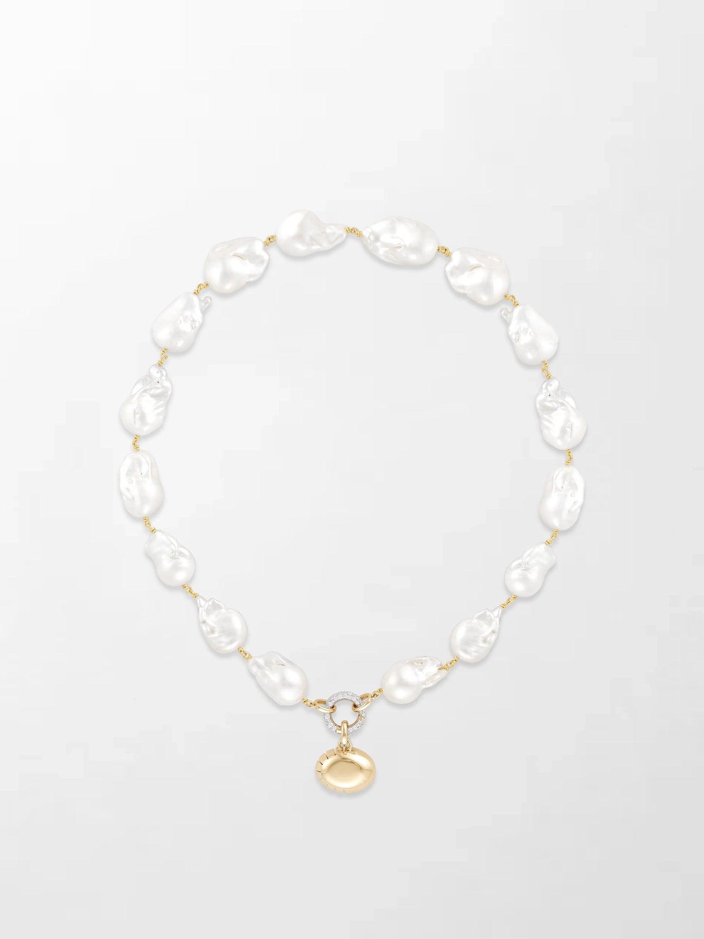 Baroque Pearl Necklace with Split Bezel Pavé Pendant