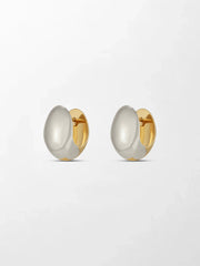 White and Gold Curve Huggies 14K