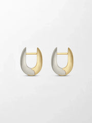 White and Gold Curve Huggies 14K