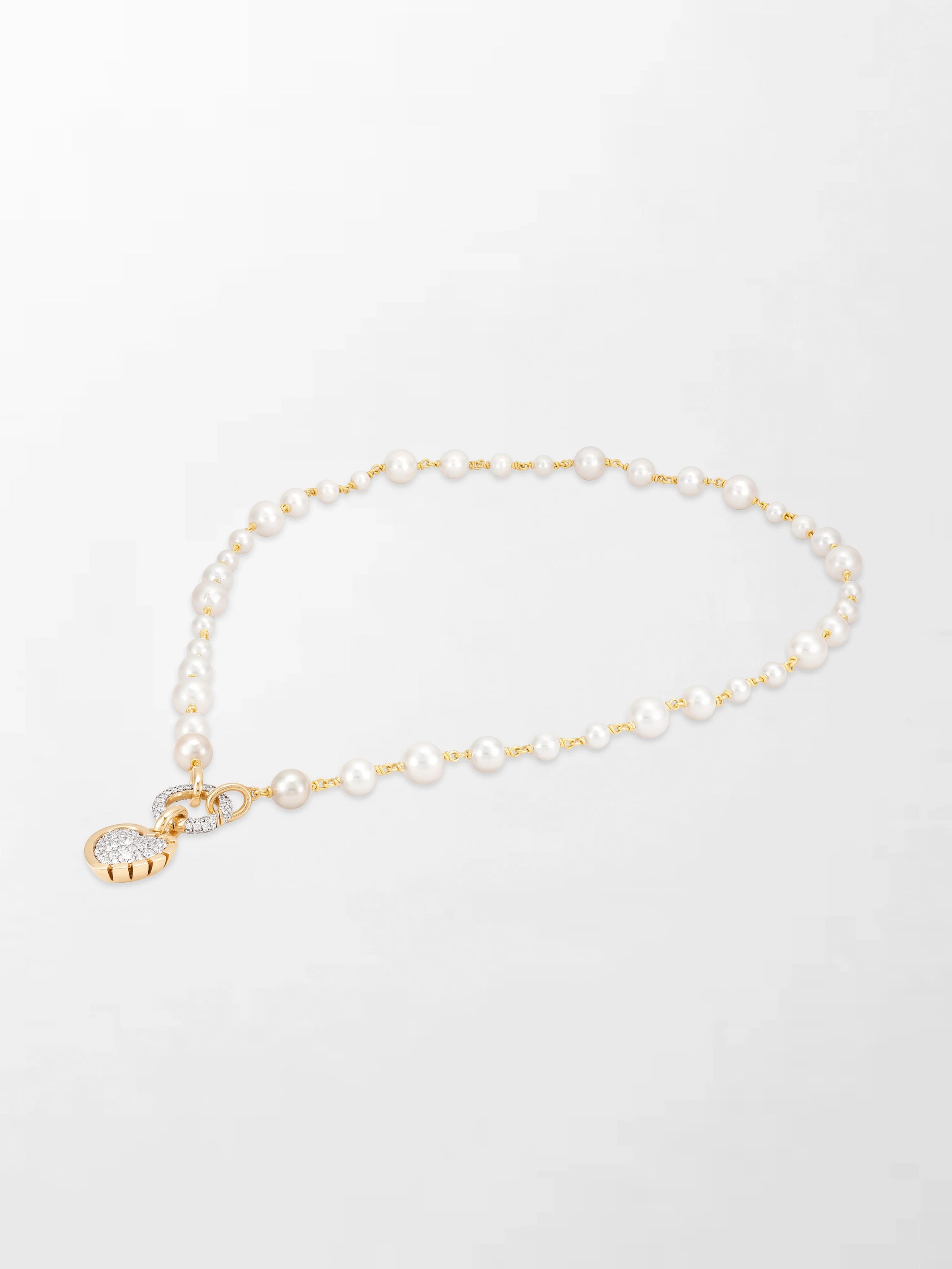 Akoya Pearl Necklace with Split Bezel Heartlight Pendant