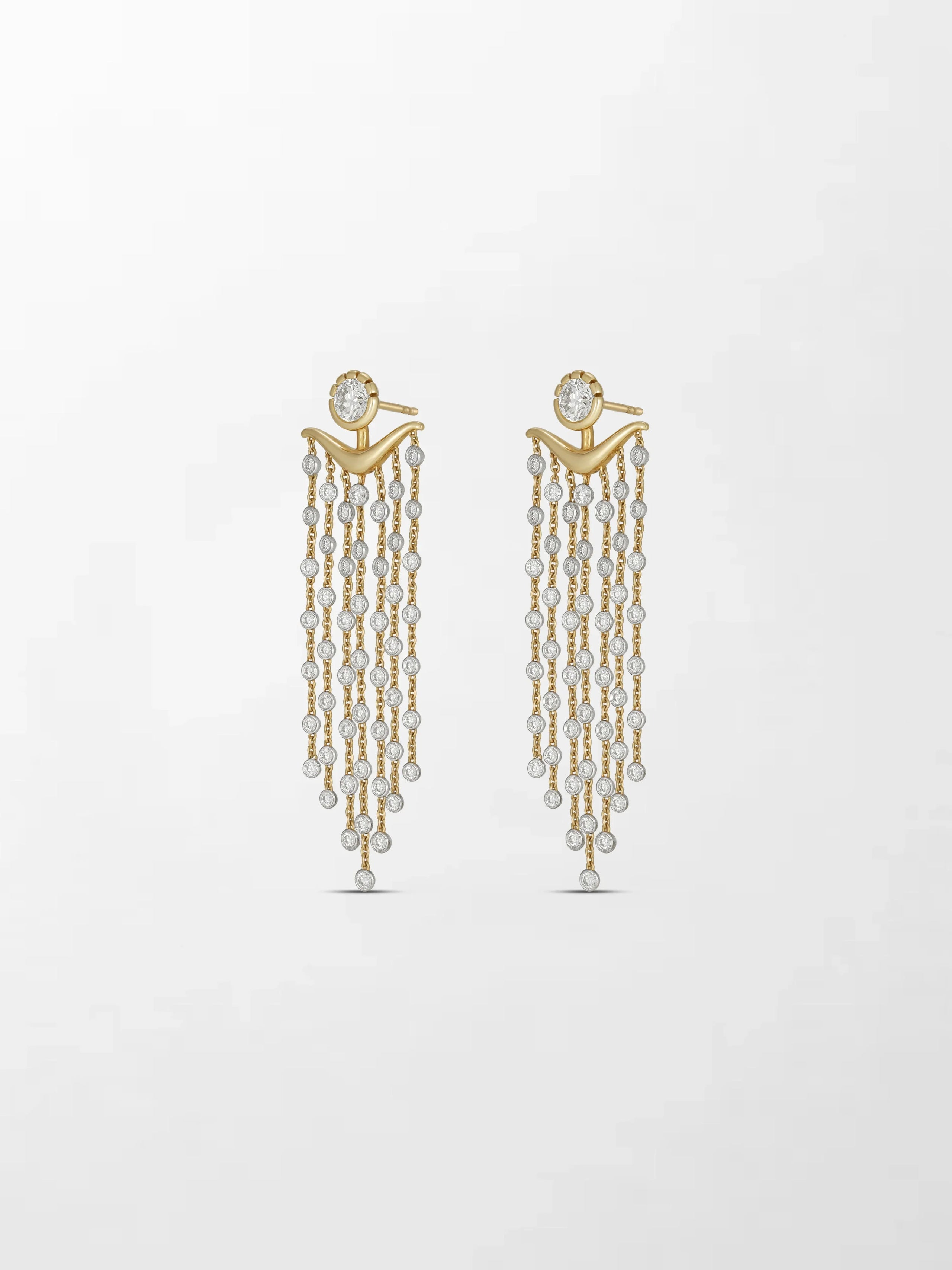 Long Split Bezel Cascade Earring