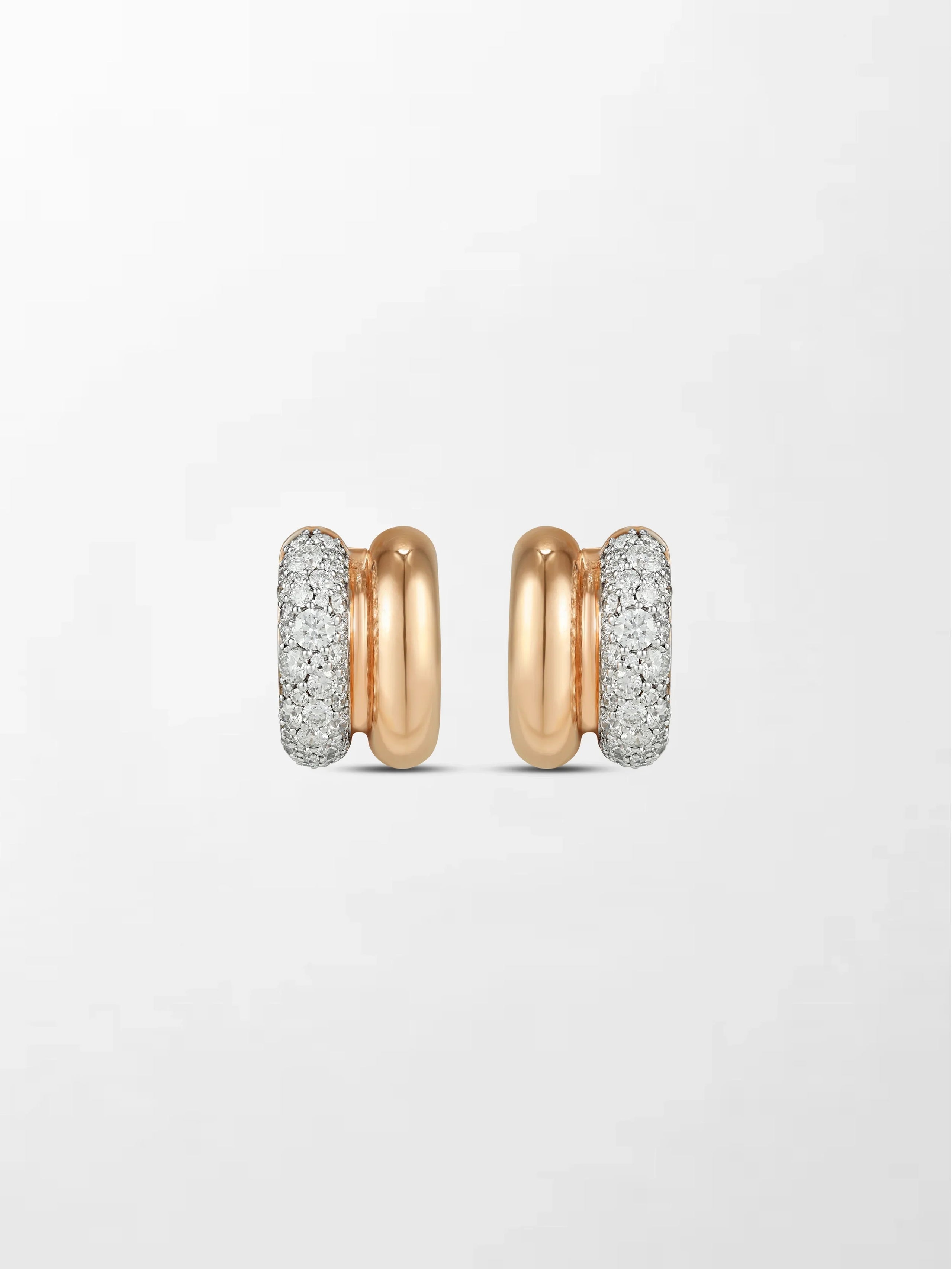 Duo Rose Pavé Huggie