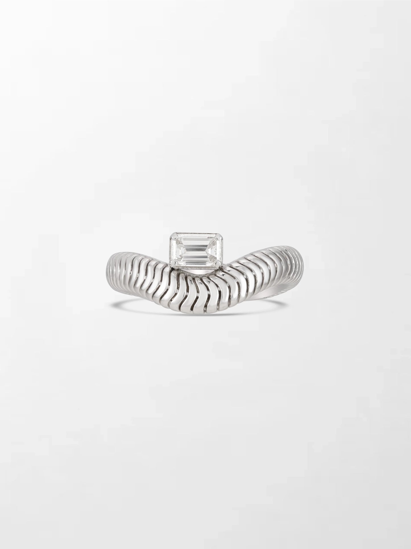 Emerald Cut Wave Ring