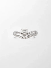 Emerald Cut Wave Ring