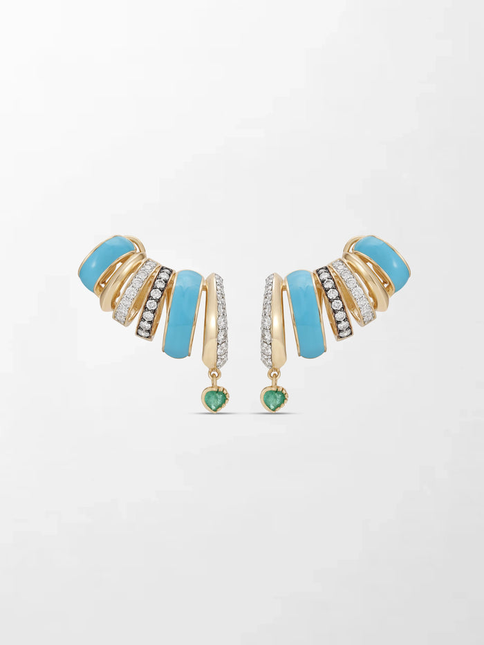 Blue Enamel Heart Emerald Climber