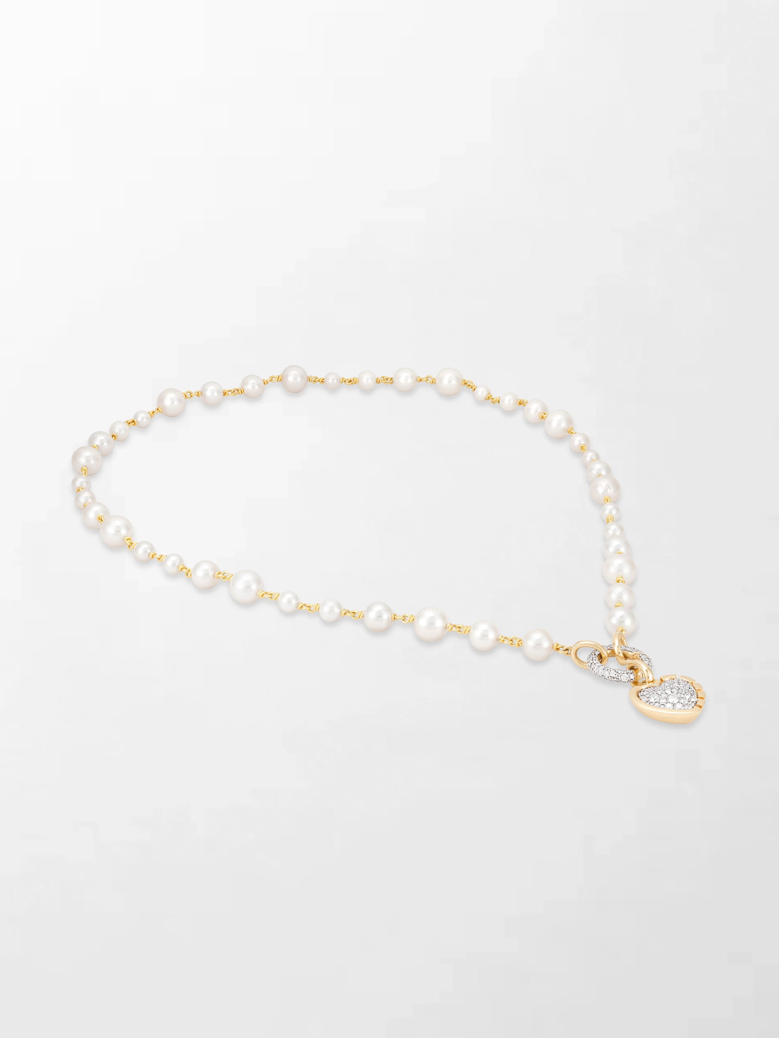 Akoya Pearl Necklace with Split Bezel Heartlight Pendant