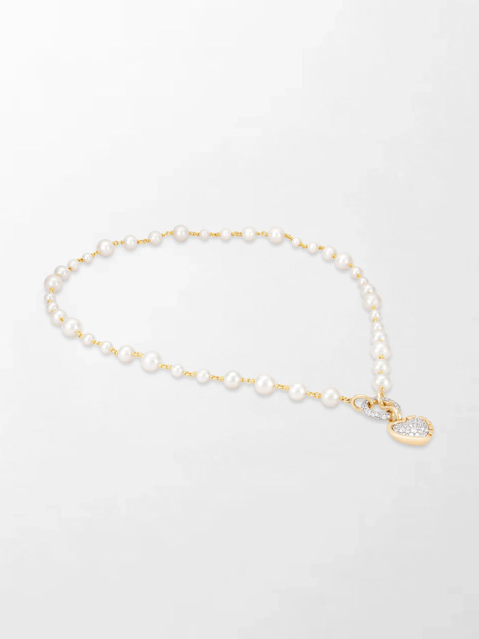 Akoya Pearl Necklace with Split Bezel Heartlight Pendant