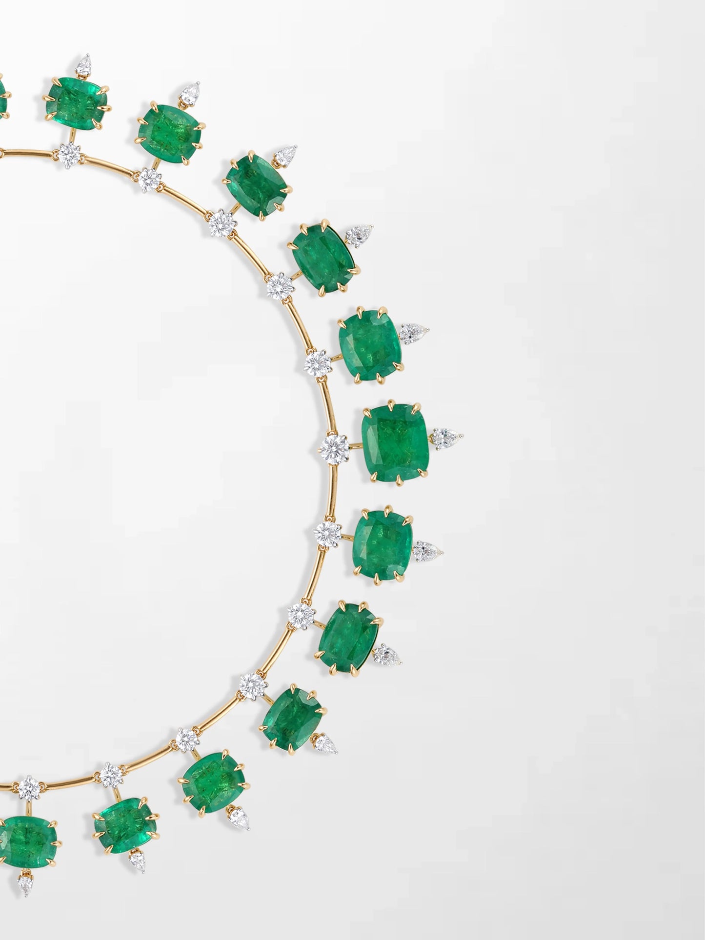 Vintage Cushion Emerald Necklace