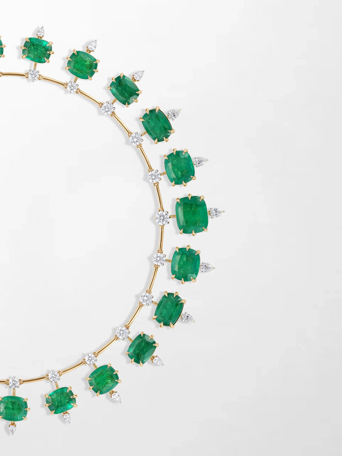 Vintage Cushion Emerald Necklace