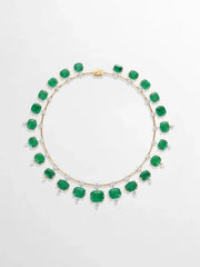 Vintage Cushion Emerald Necklace