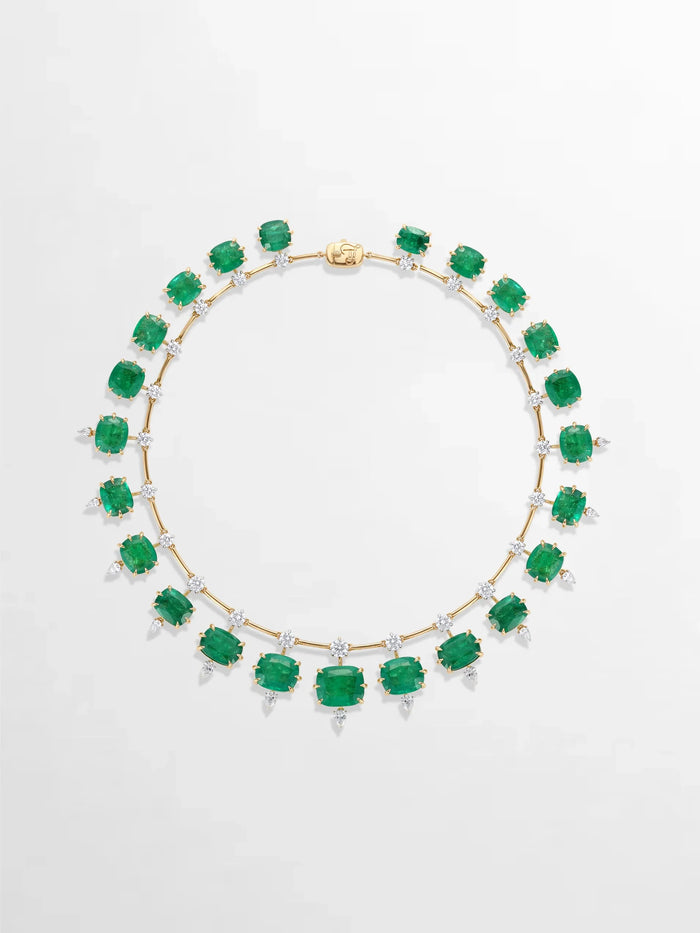 Vintage Cushion Emerald Necklace