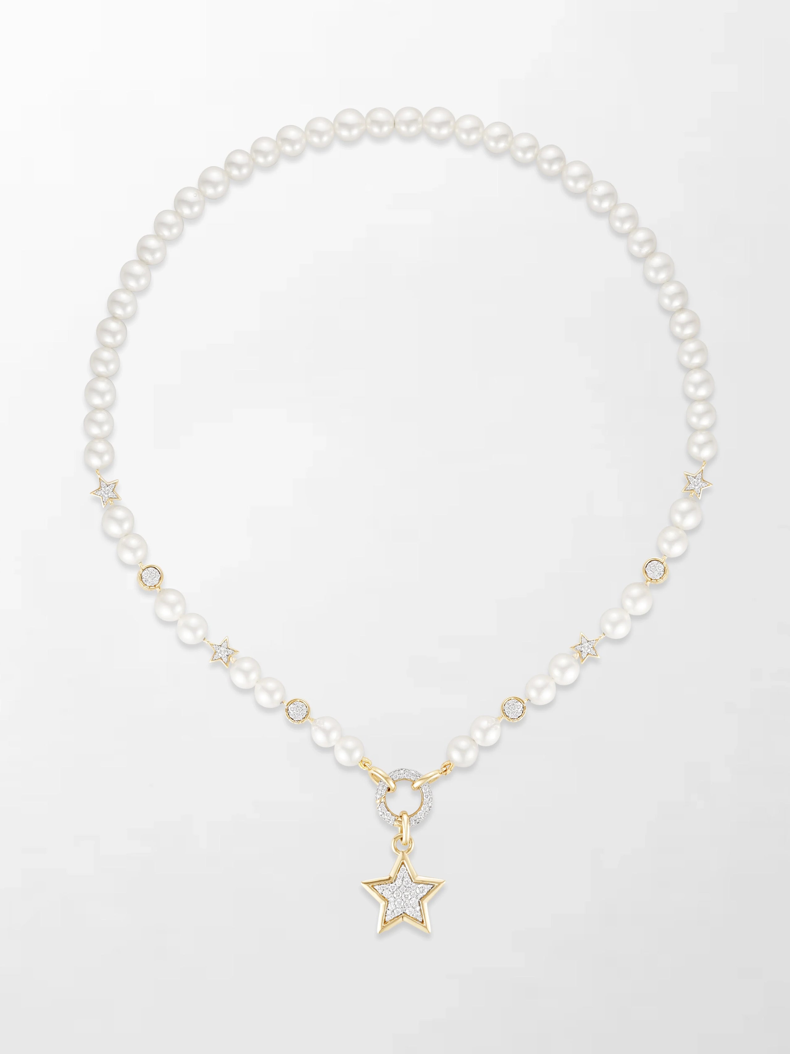 Moonstar Pavé Pearl Necklace