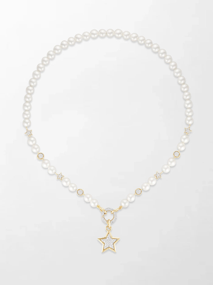 Moonstar Pavé Pearl Necklace
