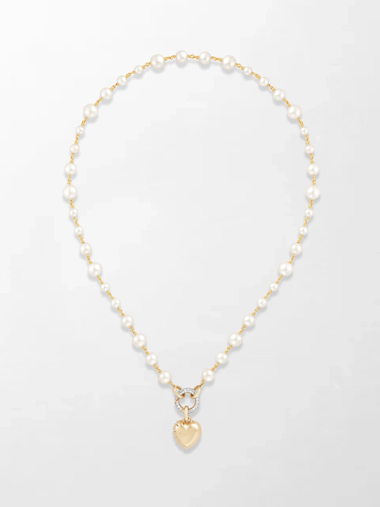 Akoya Pearl Necklace with Split Bezel Heartlight Pendant