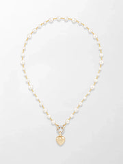 Akoya Pearl Necklace with Split Bezel Heartlight Pendant