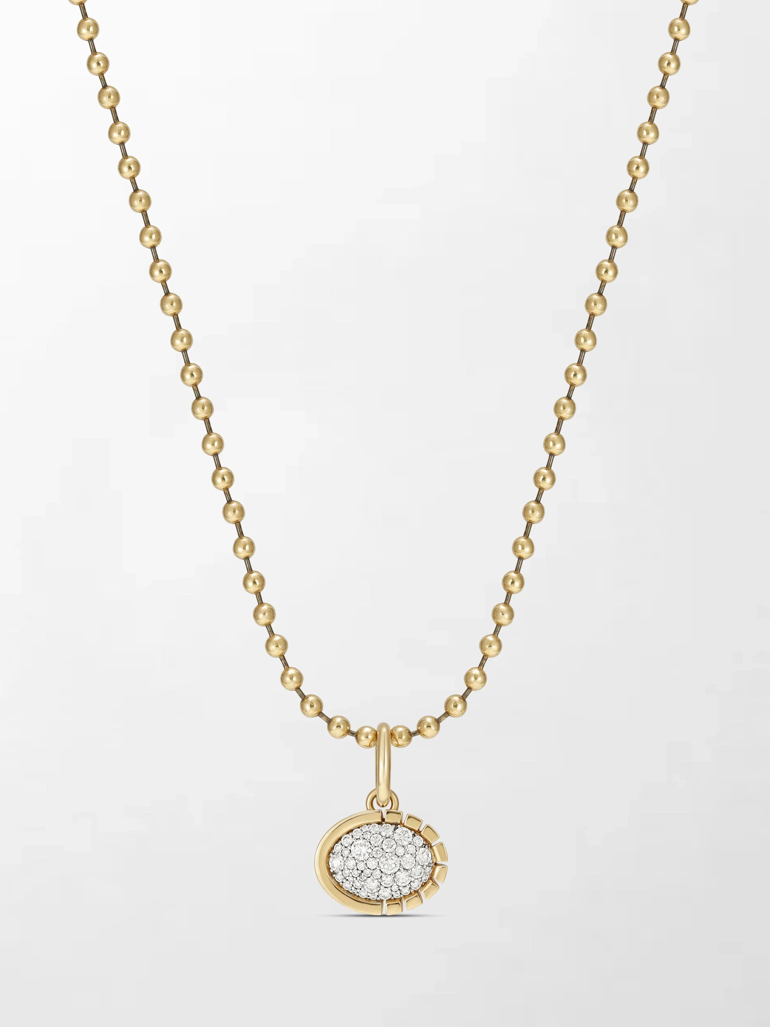 Split Bezel Pavé Pendant with Ball Chain