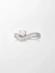 Emerald Cut Wave Ring