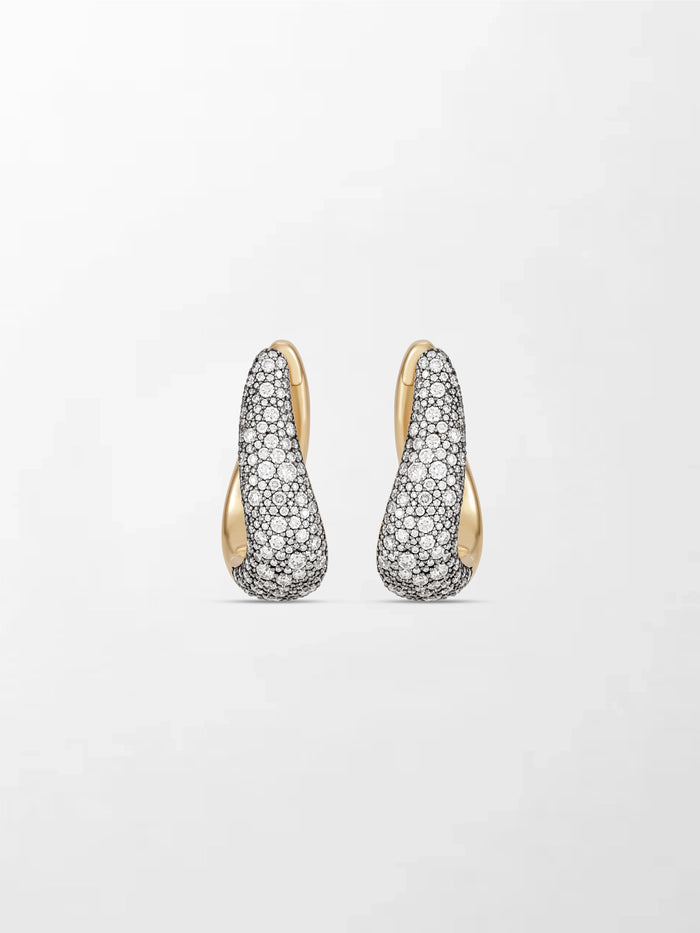 Snow Pave Wave Hoop Earrings