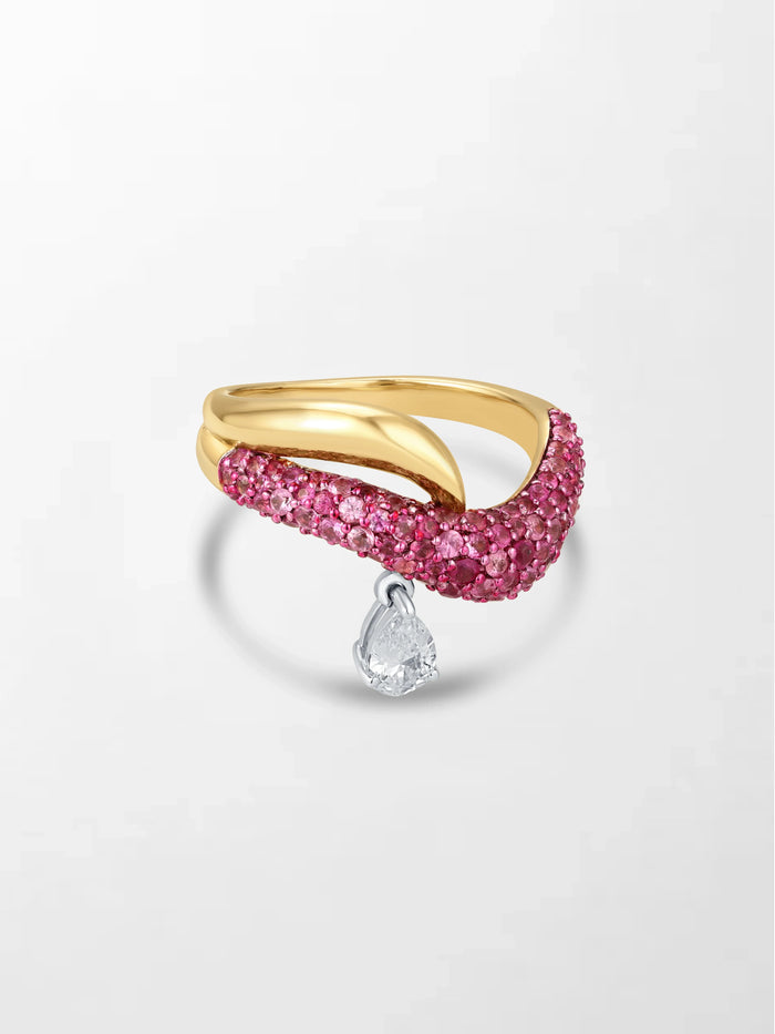 Wave Pear Drop Ring