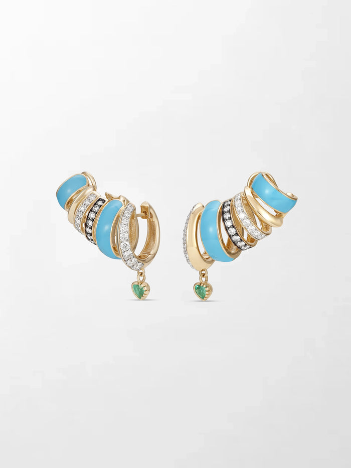 Blue Enamel Heart Emerald Climber