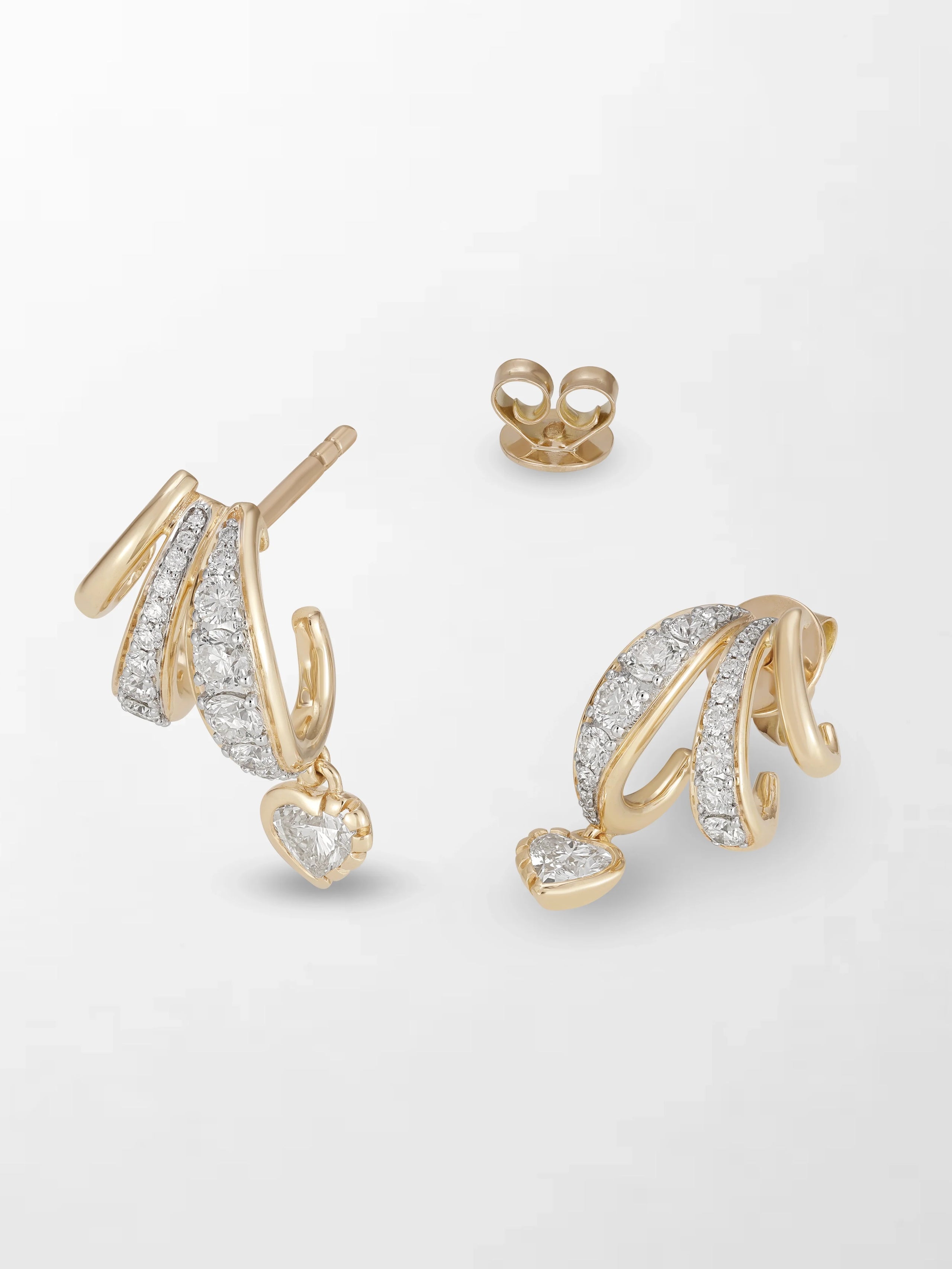 Bezel Heart Drop Earrings