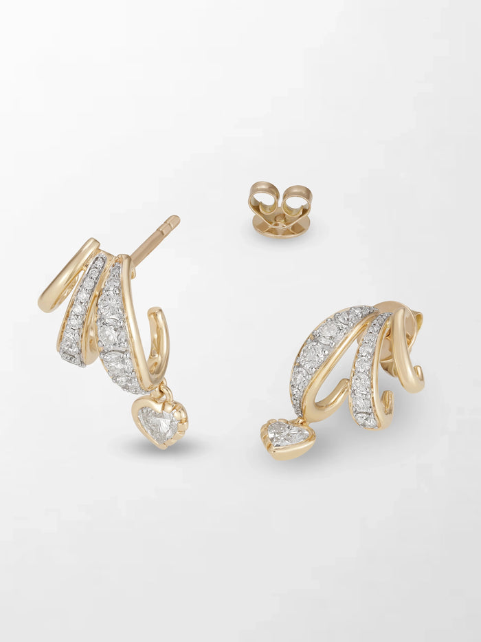 Bezel Heart Drop Earrings