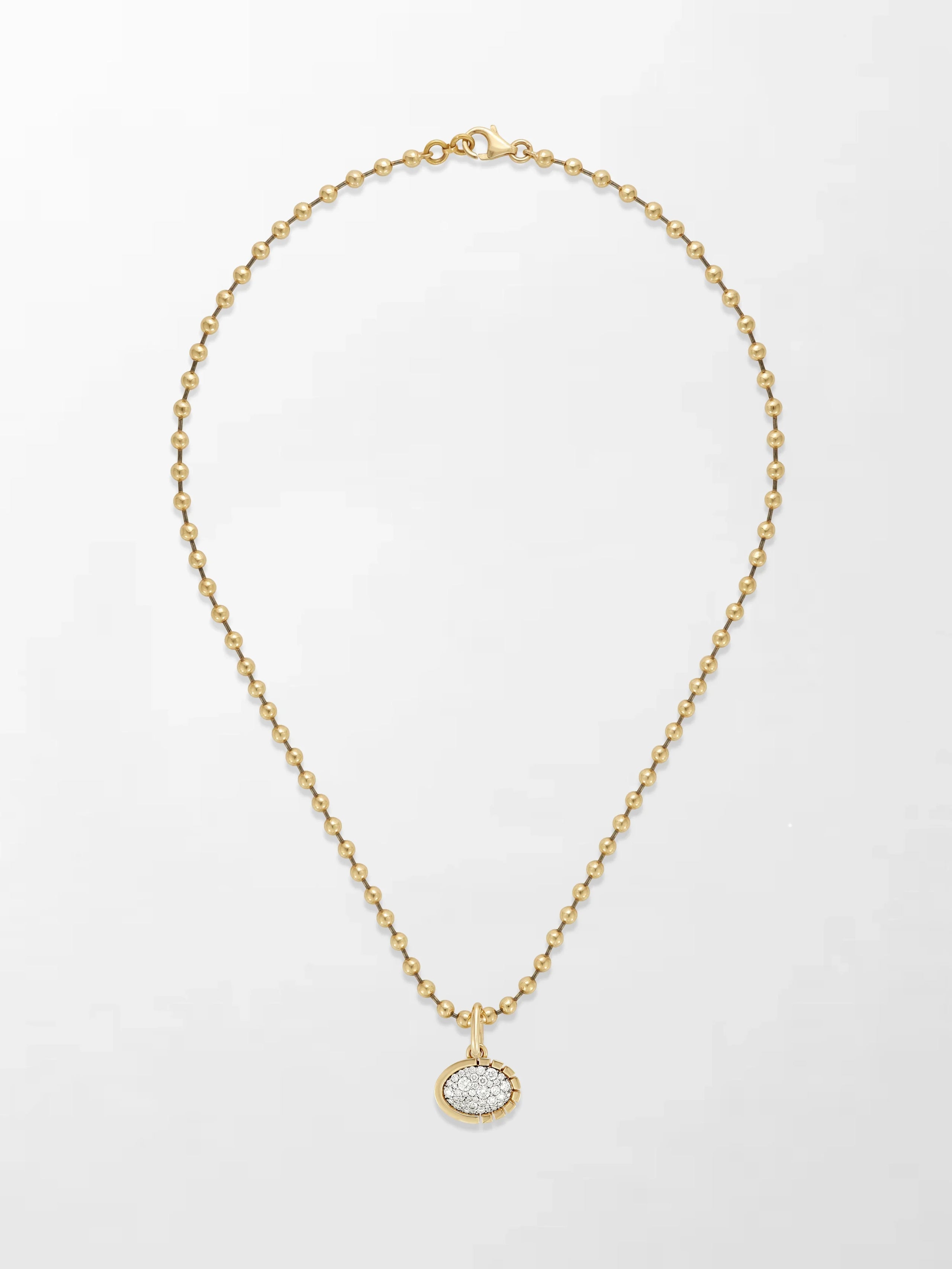 Split Bezel Pavé Pendant with Ball Chain
