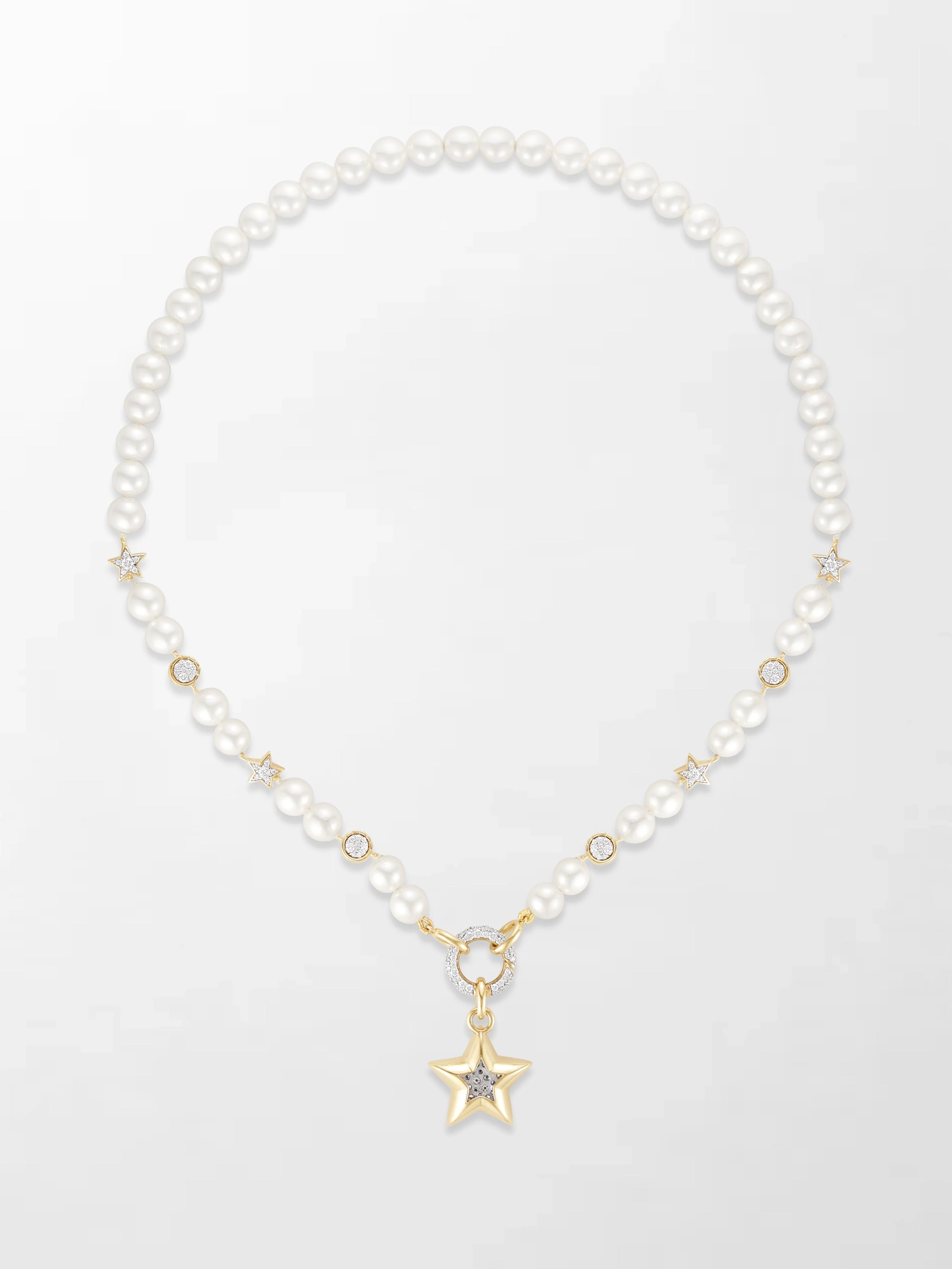 Moonstar Pavé Pearl Necklace