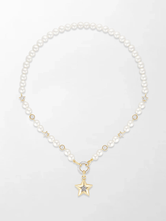 Moonstar Pavé Pearl Necklace