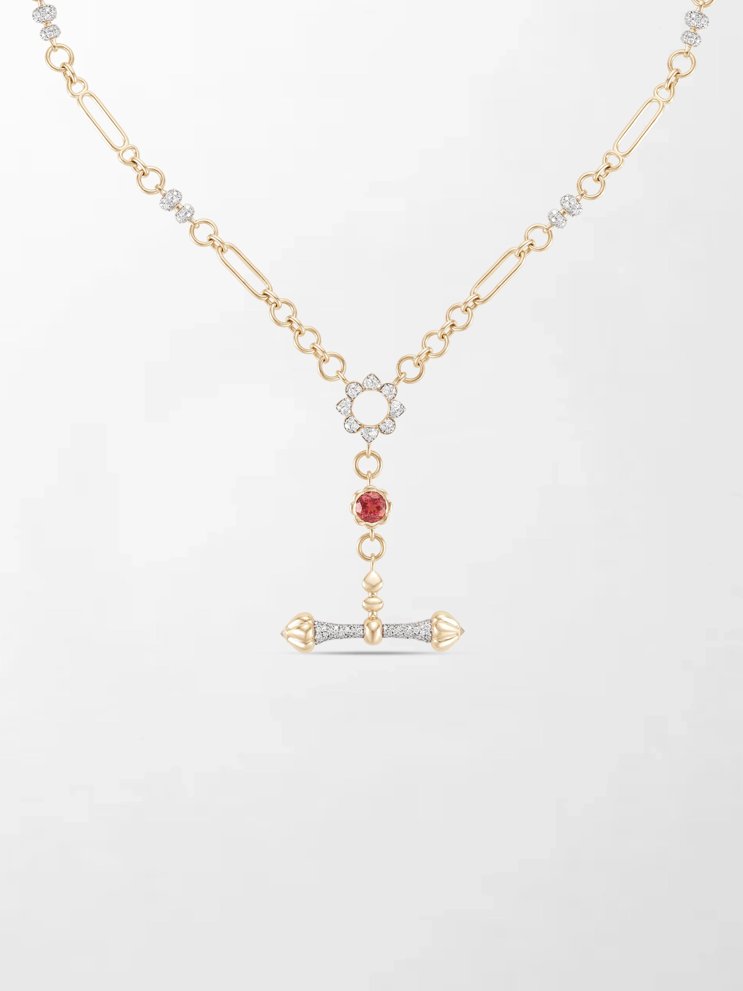 Pink Tourmaline T-Bar Chain