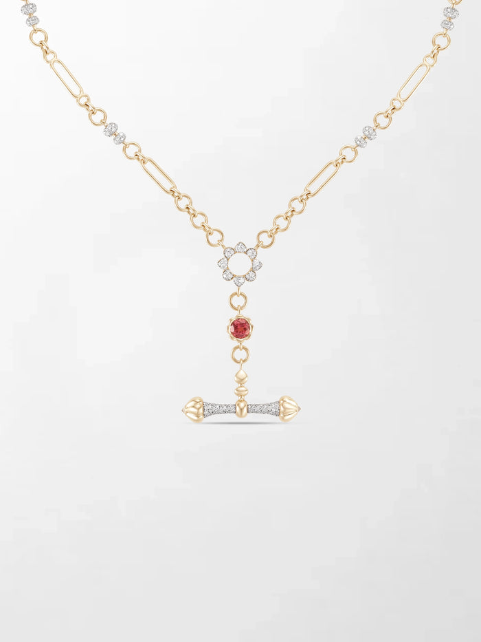 Pink Tourmaline T-Bar Chain