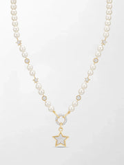 Moonstar Pavé Pearl Necklace