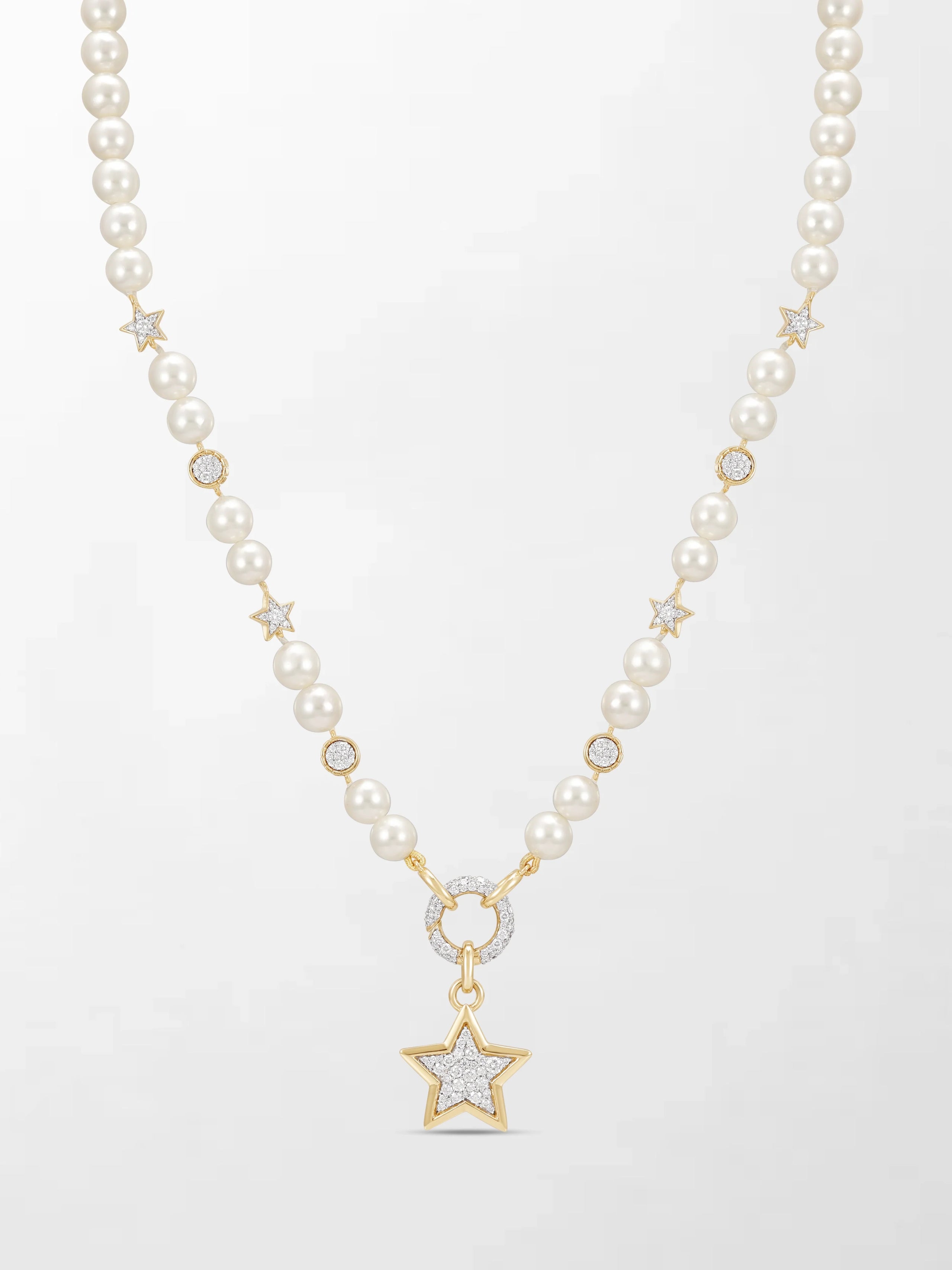 Moonstar Pavé Pearl Necklace