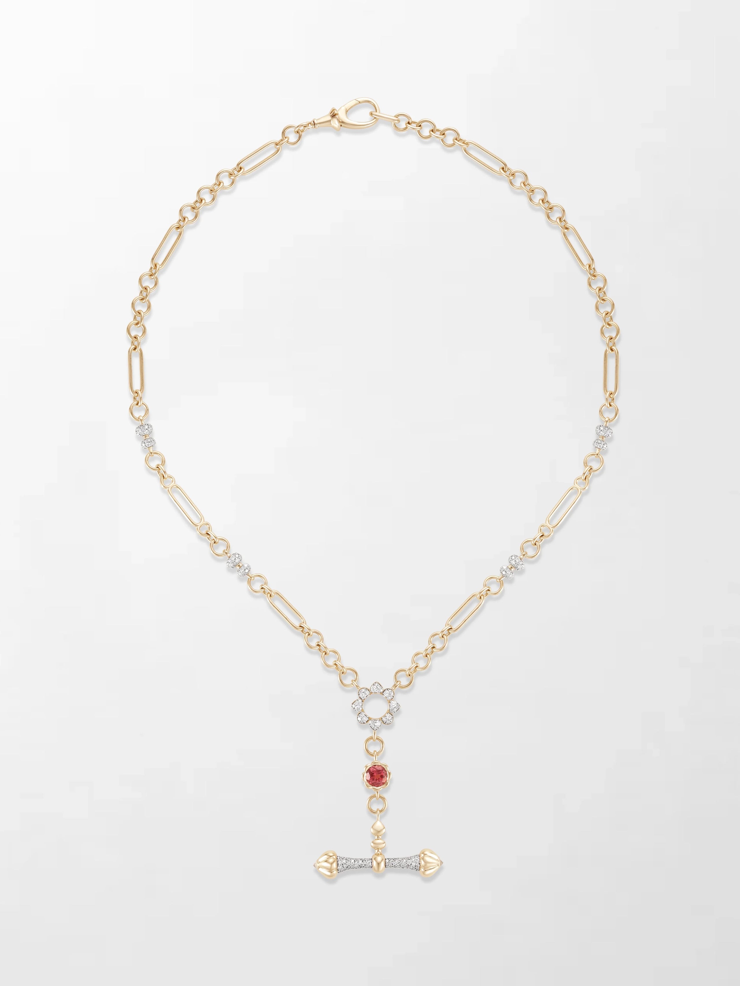 Pink Tourmaline T-Bar Chain