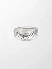 Emerald Cut Wave Ring