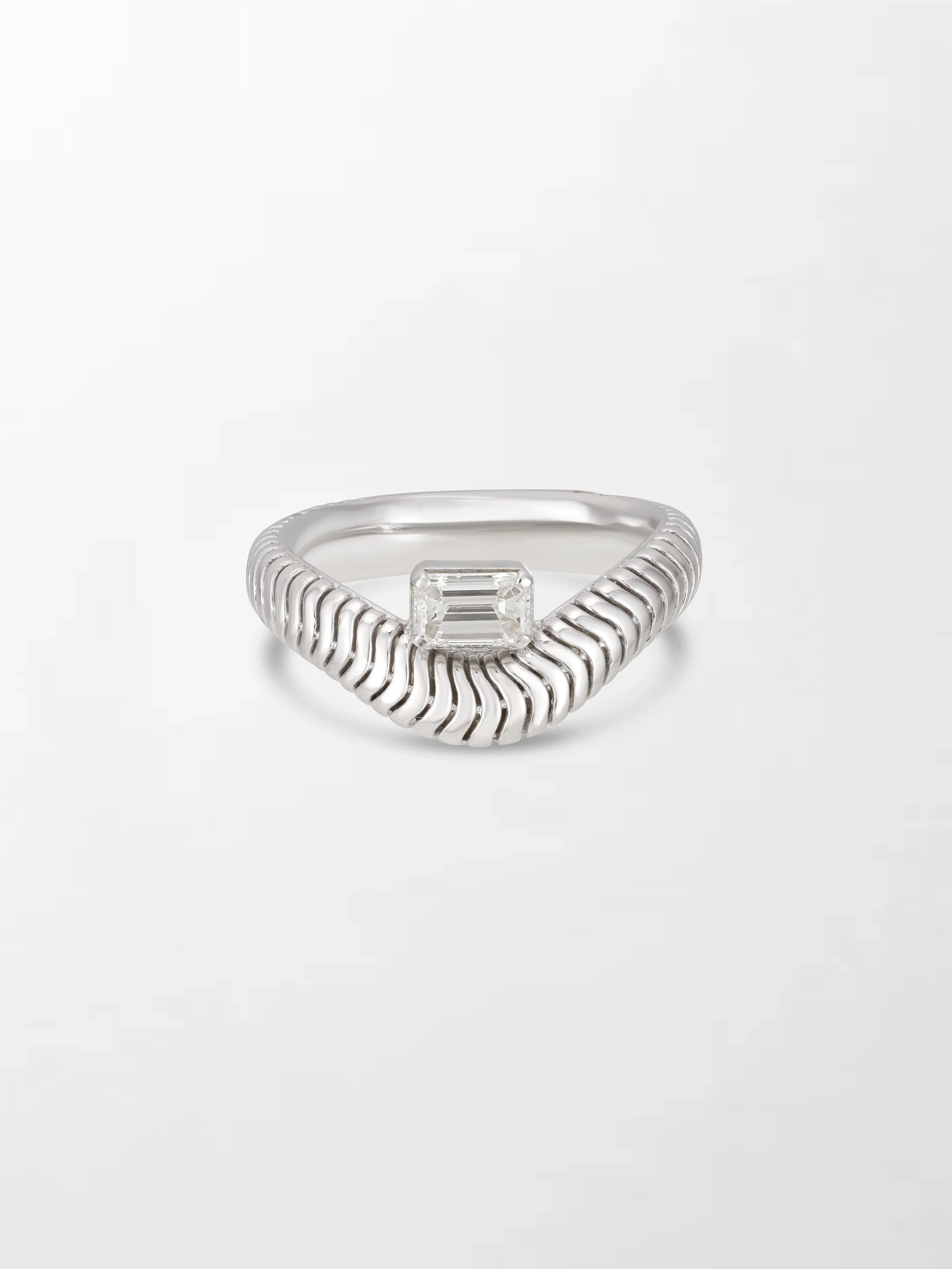 Emerald Cut Wave Ring