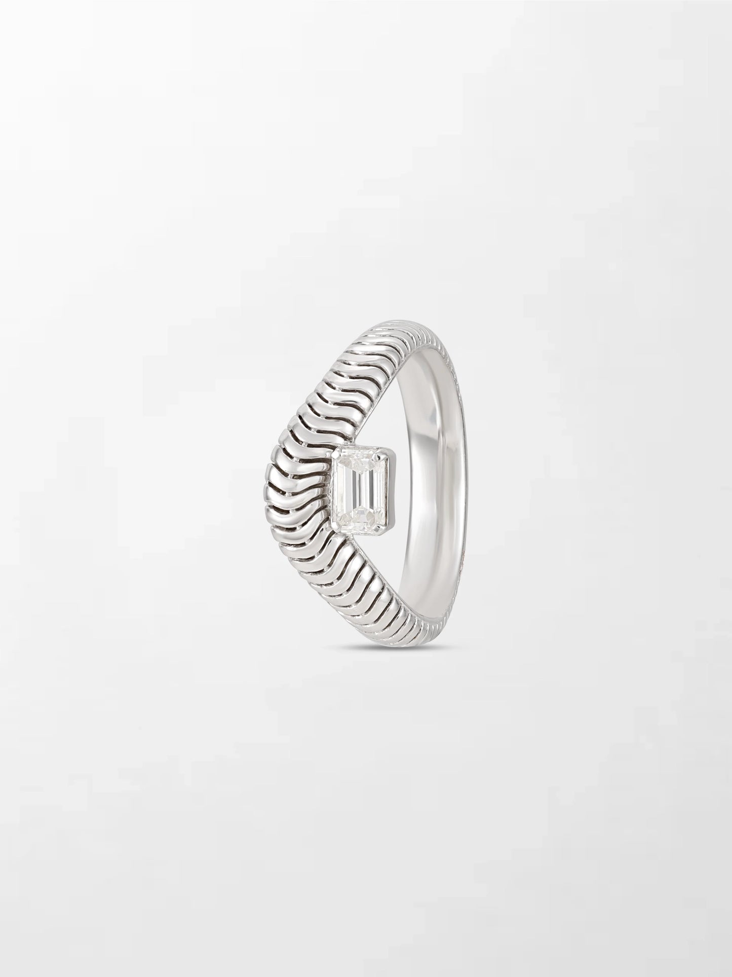 Emerald Cut Wave Ring
