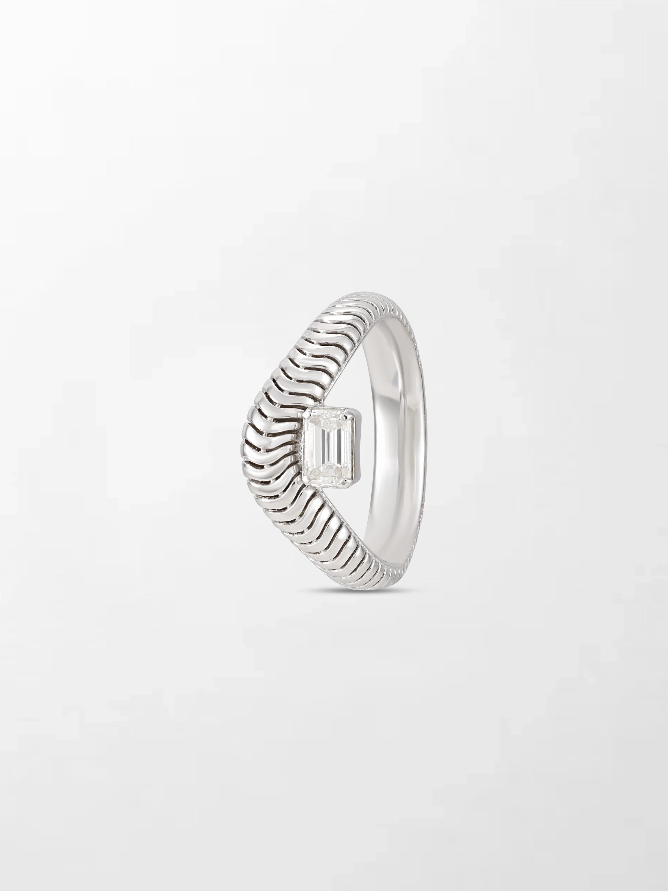Emerald Cut Wave Ring