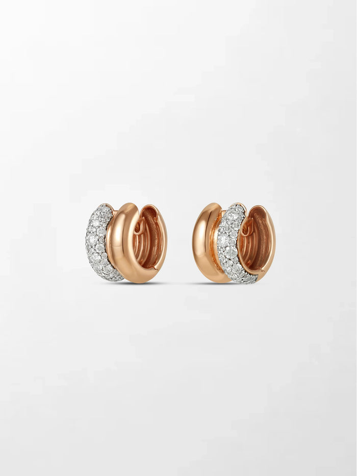 Duo Rose Pavé Huggie