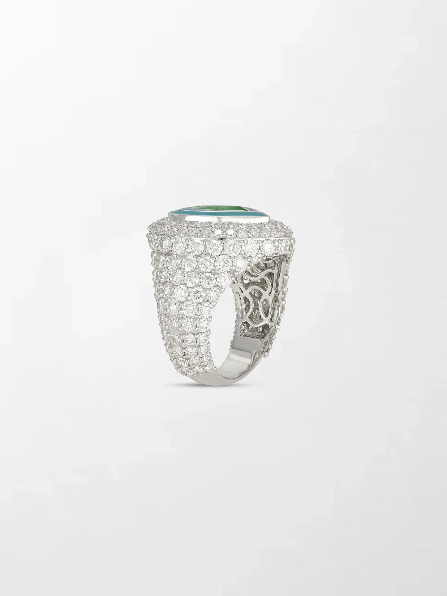 Emerald Heart Pavé Diamond Ring