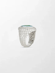 Emerald Heart Pavé Diamond Ring