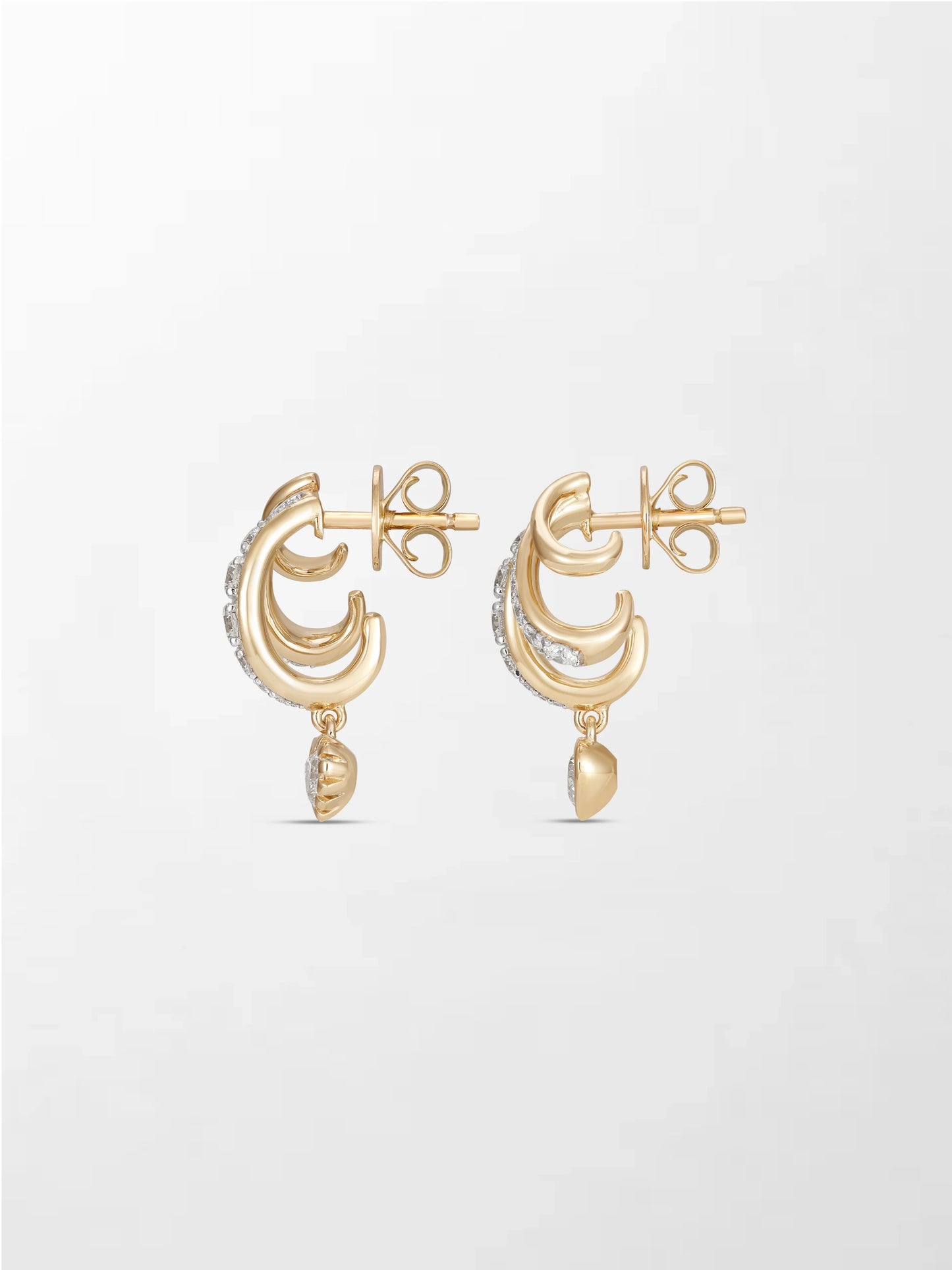 Bezel Heart Drop Earrings