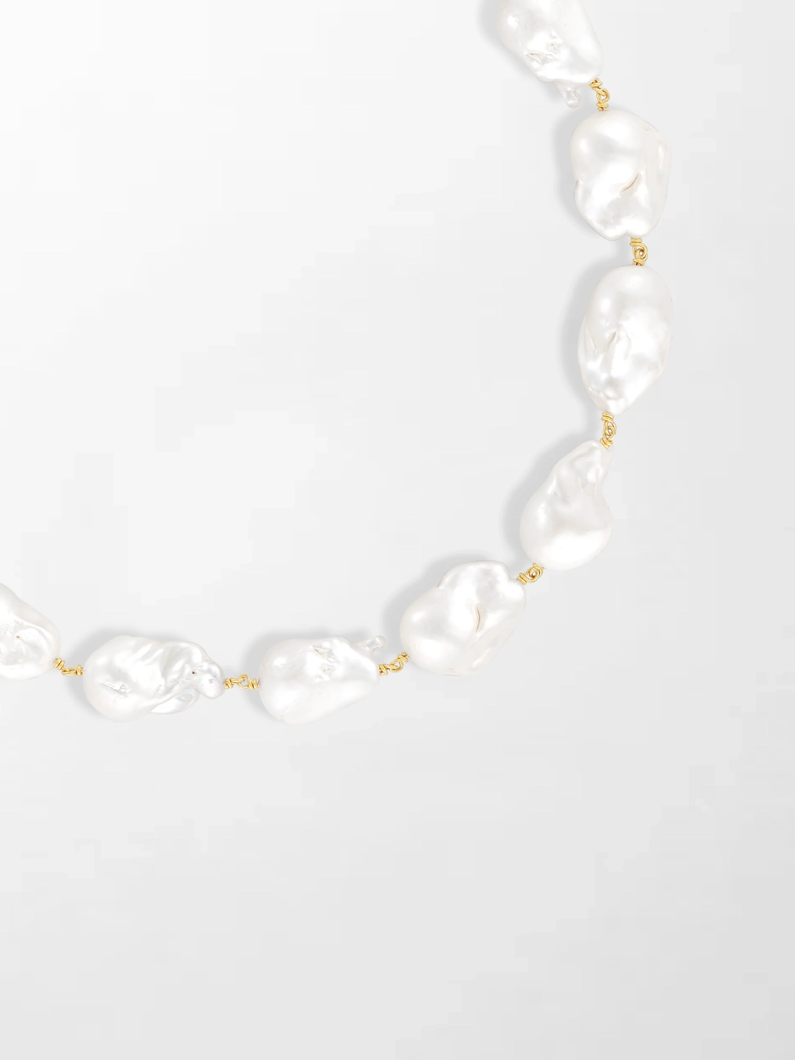 Baroque Pearl Necklace with Split Bezel Pavé Pendant