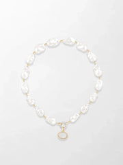 Baroque Pearl Necklace with Split Bezel Pavé Pendant