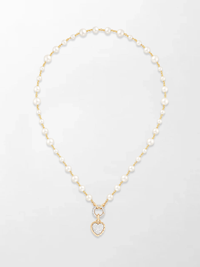 Akoya Pearl Necklace with Split Bezel Heartlight Pendant