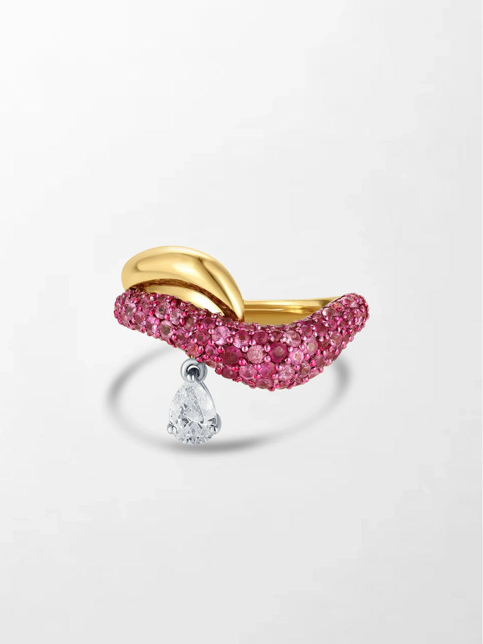Wave Pear Drop Ring