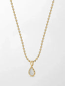 Split Bezel Snow Teardrop Pendant with Ball Chain