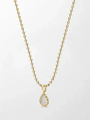 Split Bezel Snow Teardrop Pendant with Ball Chain