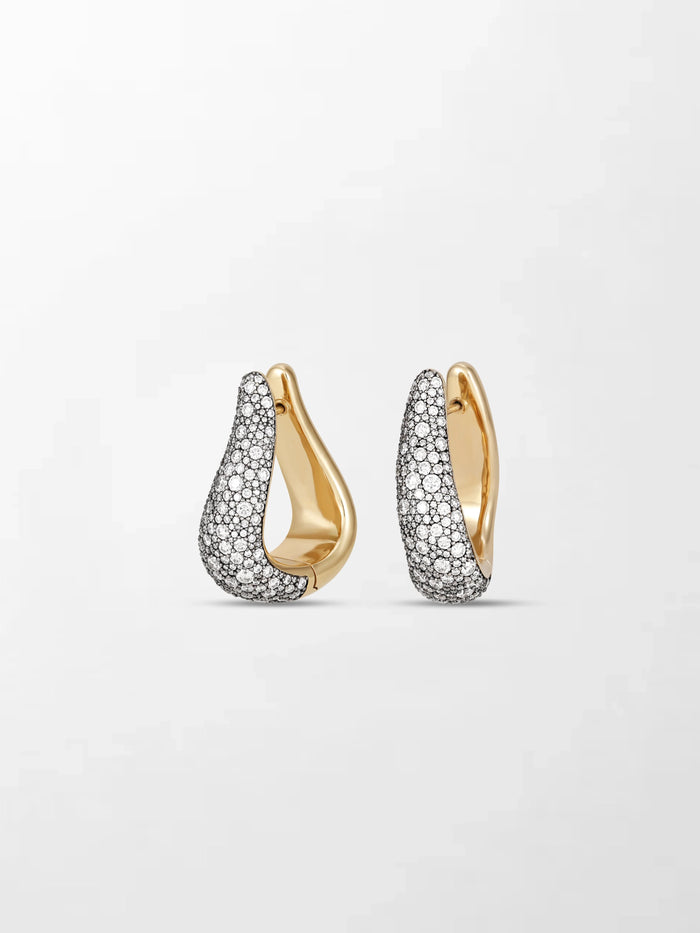 Snow Pave Wave Hoop Earrings
