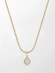 Split Bezel Snow Teardrop Pendant with Ball Chain